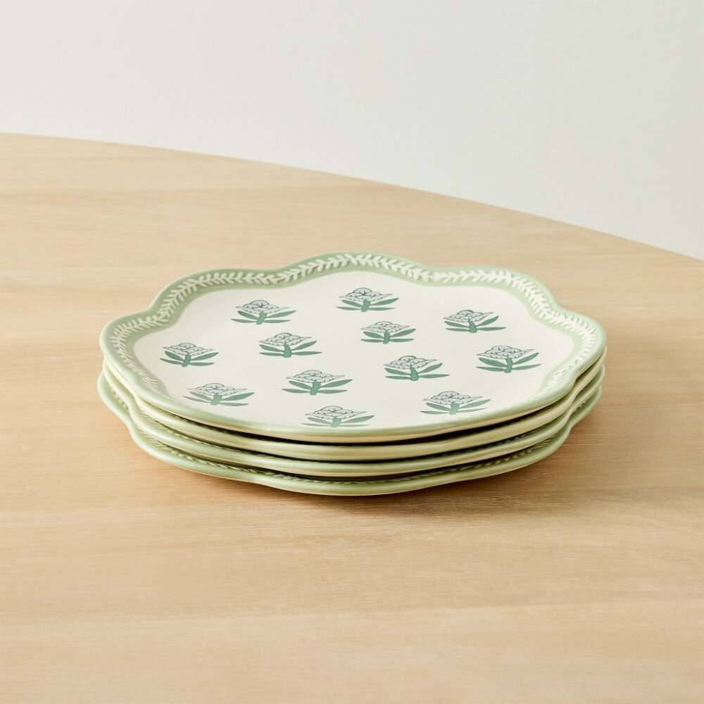 Rhode Dinnerware Salad Plate, Printed Alabaster, Set of 4